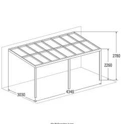 Merkloos HOME DELUXE Terrasoverkapping SOLIS Grijs 435 / 442 x 300 / 303 x 278 / 226 cm