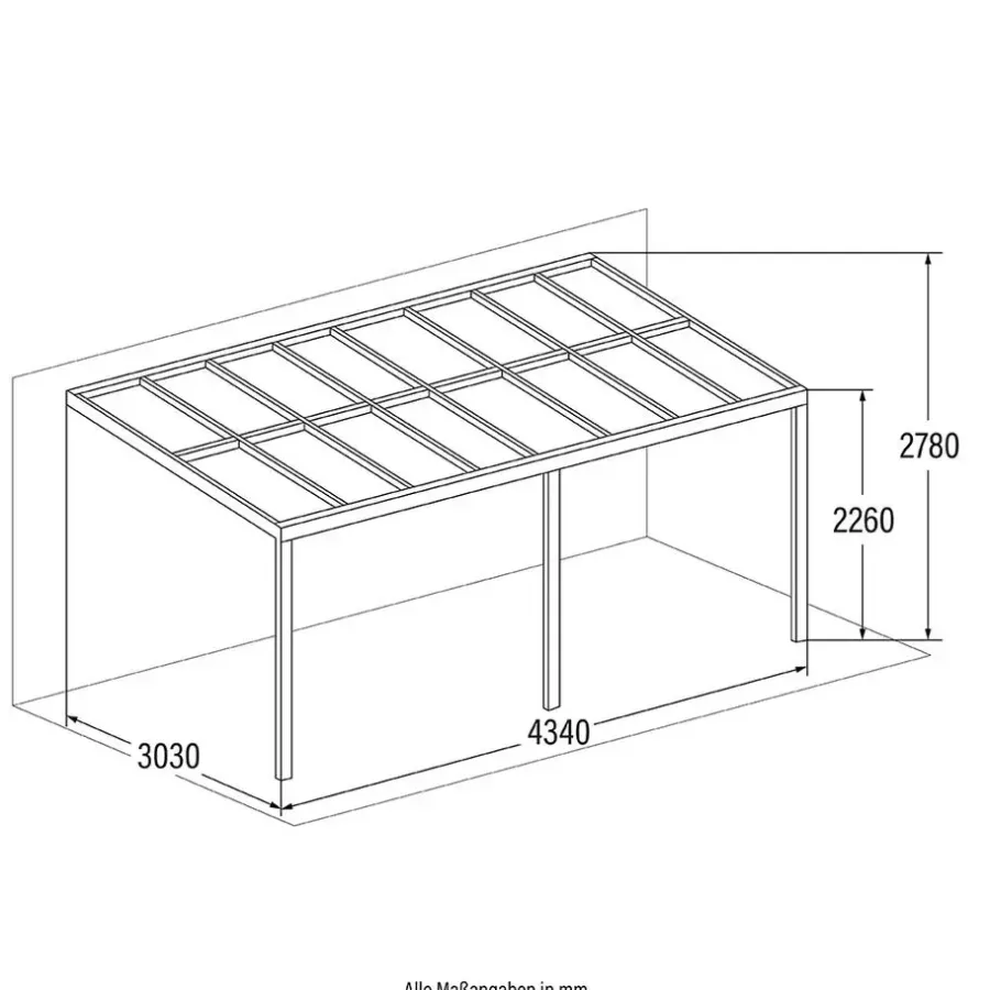 Merkloos HOME DELUXE Terrasoverkapping SOLIS Grijs 435 / 442 x 300 / 303 x 278 / 226 cm