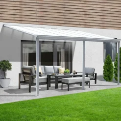 Merkloos HOME DELUXE terrasoverkapping SOLIS wit 435 / 442 x 300 / 303 x 278 / 226 cm