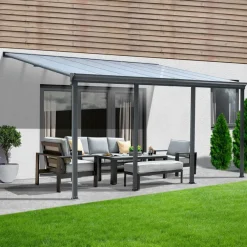 Terrasoverkappingen-Merkloos HOME DELUXE Terrasoverkapping SOLIS Grijs 618 / 625 x 303 / 300 x 278 / 226 cm