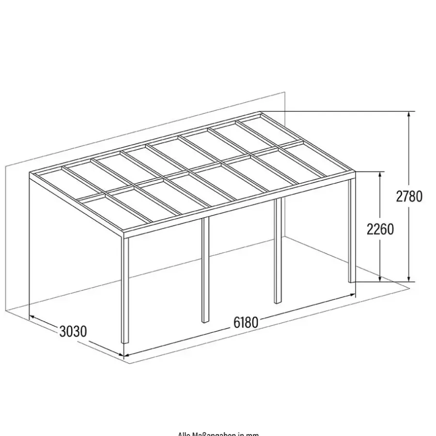 Terrasoverkappingen-Merkloos HOME DELUXE Terrasoverkapping SOLIS Grijs 618 / 625 x 303 / 300 x 278 / 226 cm