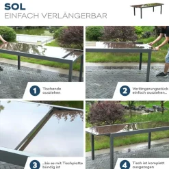 Merkloos HOME DELUXE tuintafel SOL - 240cm - Grijs