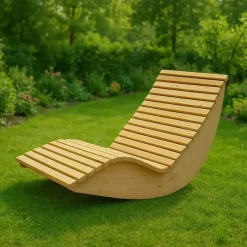 Ligbedden-Merkloos HOME DELUXE Wave houten ligstoel WOLGA - 60 cm