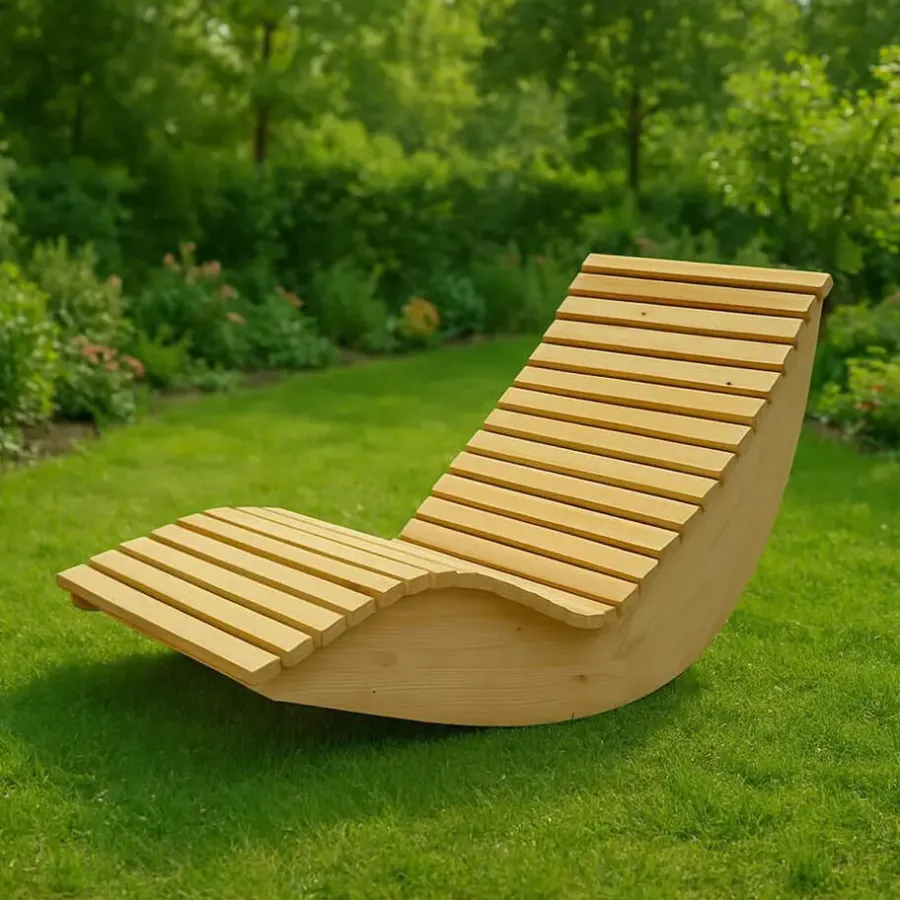 Ligbedden-Merkloos HOME DELUXE Wave houten ligstoel WOLGA - 60 cm