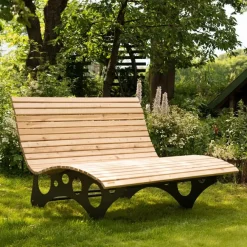 Merkloos HOME DELUXE wave houten ligstoel TAIGA - 150 cm