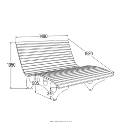 Merkloos HOME DELUXE wave houten ligstoel TAIGA - 150 cm