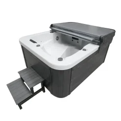 Merkloos HOME DELUXE WHITE MARBLE buitenwhirlpool met opstap en thermische afdekking