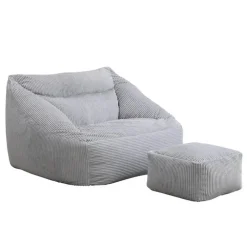 Zitzakken-Merkloos HOME DELUXE zitzak COSY lichtgrijs incl. krukje