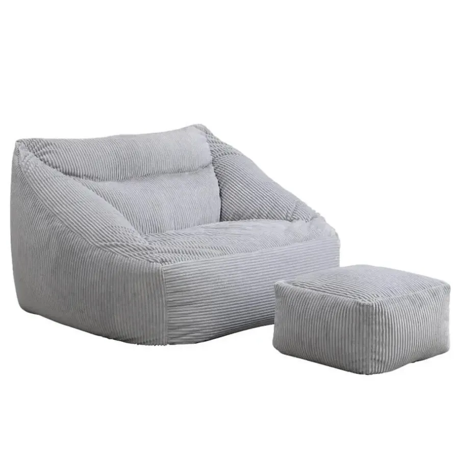 Zitzakken-Merkloos HOME DELUXE zitzak COSY lichtgrijs incl. krukje