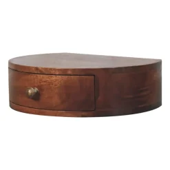 Nachtkastjes|Nachtkastjes-Artisan Furniture Honey Caramel Wandgemonteerde Afgeronde Nachtkastje, 1 Lade, Donkerbruin