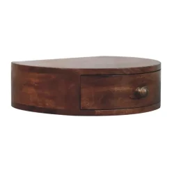 Nachtkastjes|Nachtkastjes-Artisan Furniture Honey Caramel Wandgemonteerde Afgeronde Nachtkastje, 1 Lade, Donkerbruin