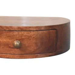 Nachtkastjes|Nachtkastjes-Artisan Furniture Honey Caramel Wandgemonteerde Afgeronde Nachtkastje, 1 Lade, Donkerbruin