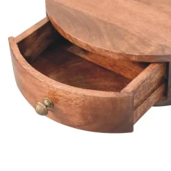 Nachtkastjes|Nachtkastjes-Artisan Furniture Honey Caramel Wandgemonteerde Afgeronde Nachtkastje, 1 Lade, Donkerbruin