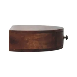 Nachtkastjes|Nachtkastjes-Artisan Furniture Honey Caramel Wandgemonteerde Afgeronde Nachtkastje, 1 Lade, Donkerbruin