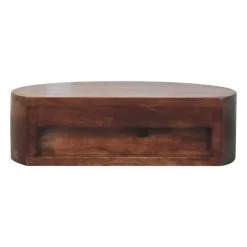 Nachtkastjes|Nachtkastjes-Artisan Furniture Honey Caramel Wandgemonteerde Afgeronde Nachtkastje, 1 Lade, Donkerbruin