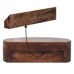 Nachtkastjes|Nachtkastjes-Artisan Furniture Honey Caramel Wandgemonteerde Afgeronde Nachtkastje, 1 Lade, Donkerbruin