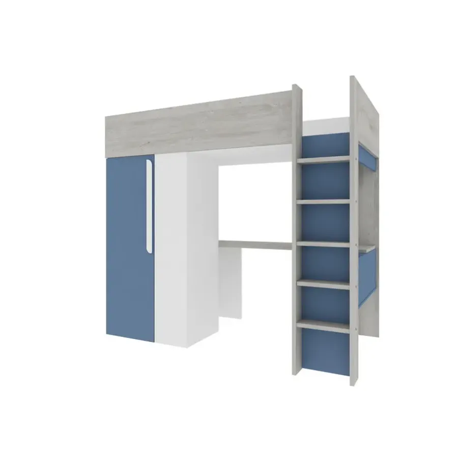 Trasman Hoogslaper Beau 90x200 met bureau & kast - donkerblauw