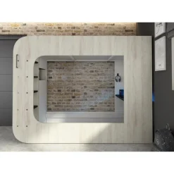 Kinderbedden-Trasman Hoogslaper Graham met gamebureau 90x200cm - den