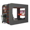 Trasman Hoogslaper Graham met gamebureau 120x200cm - antraciet/rood