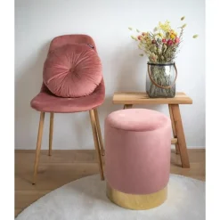 Poefen-House Nordic Poef Gamby Velvet Roze Ø34x43cm