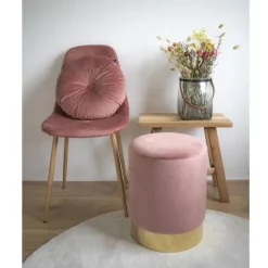 Poefen-House Nordic Poef Gamby Velvet Roze Ø34x43cm