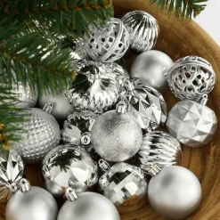 House of Seasons Kerstballen Set - 60 Stuks - Zilver
