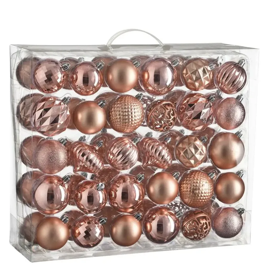 Kerstdecoratie-House of Seasons Kerstballen Set - 60 Stuks - Roze