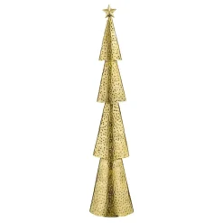 Kerstdecoratie-House of Seasons Kerstboom - L14,5 x B8 x H68 cm - Metaal - Goud