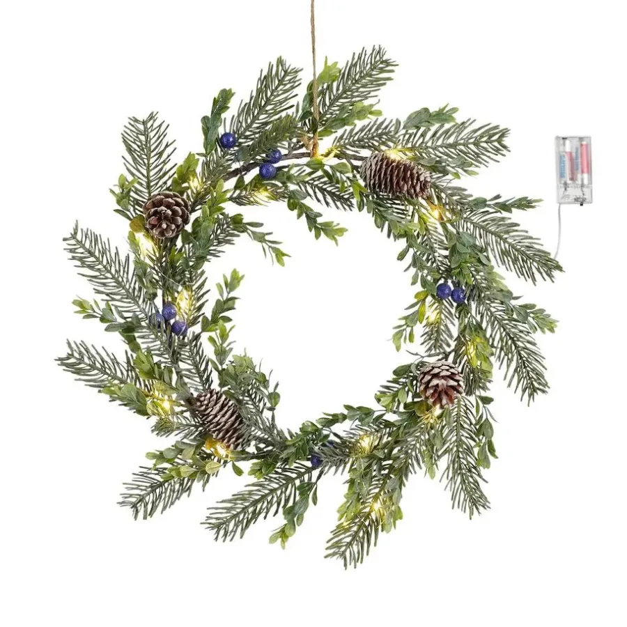 Kerstverlichting-House of Seasons Kerstkrans met LED Verlichting - Ø42 cm - Groen