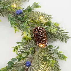Kerstverlichting-House of Seasons Kerstkrans met LED Verlichting - Ø42 cm - Groen