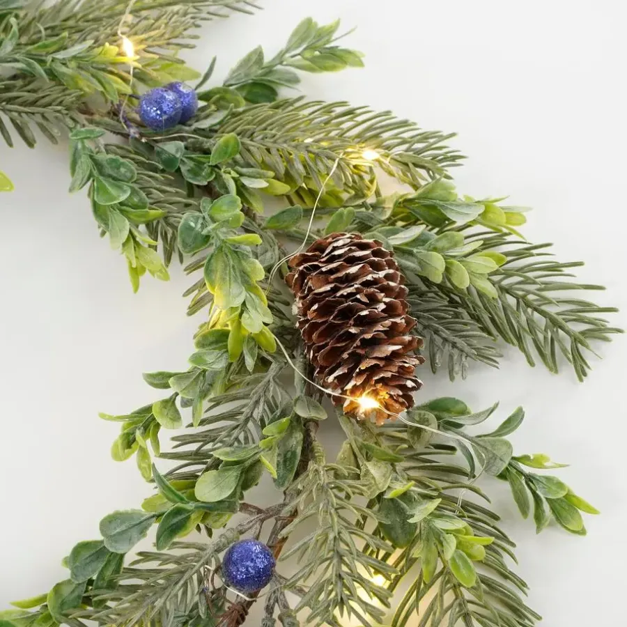 Kerstverlichting-House of Seasons Kerstkrans met LED Verlichting - Ø42 cm - Groen