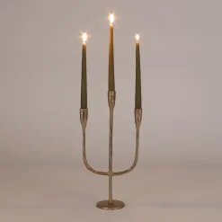 Kandelaars En Windlichten-House of Seasons Stretto Kandelaar L21 x B9,5 x H40,5 cm Goud