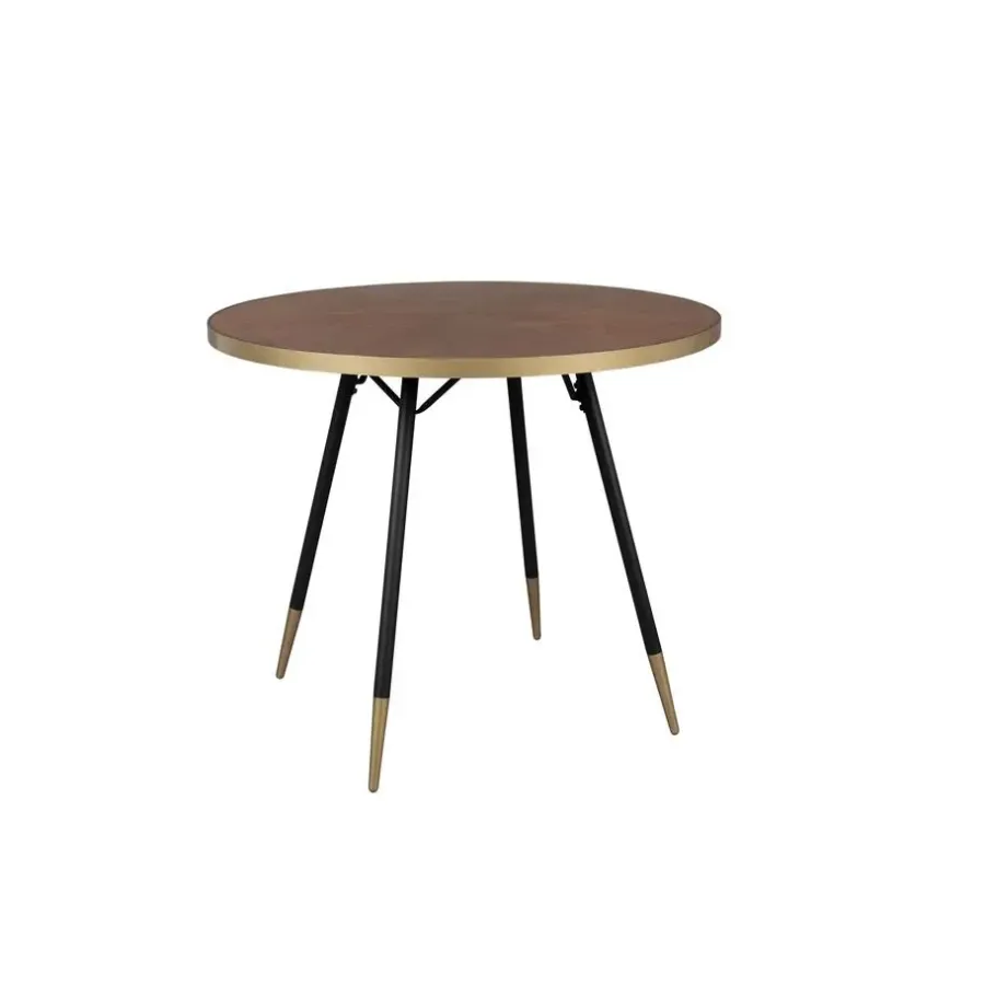 Houten Eettafels|Ronde Eettafels-Housecraft Living Housecraft Denise Eettafel Hout Rond 91 cm Bruin/ Goud