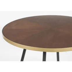 Houten Eettafels|Ronde Eettafels-Housecraft Living Housecraft Denise Eettafel Hout Rond 91 cm Bruin/ Goud