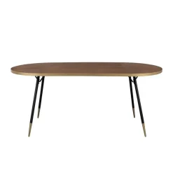 Houten Eettafels|Ovale Eettafels-Housecraft Living Housecraft Denise Eettafel Hout Ovaal 180x90 cm Bruin/ Goud