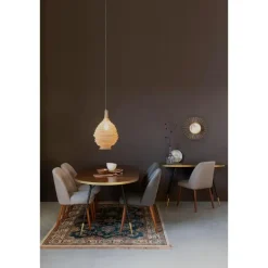 Houten Eettafels|Ovale Eettafels-Housecraft Living Housecraft Denise Eettafel Hout Ovaal 180x90 cm Bruin/ Goud