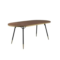 Houten Eettafels|Ovale Eettafels-Housecraft Living Housecraft Denise Eettafel Hout Ovaal 180x90 cm Bruin/ Goud