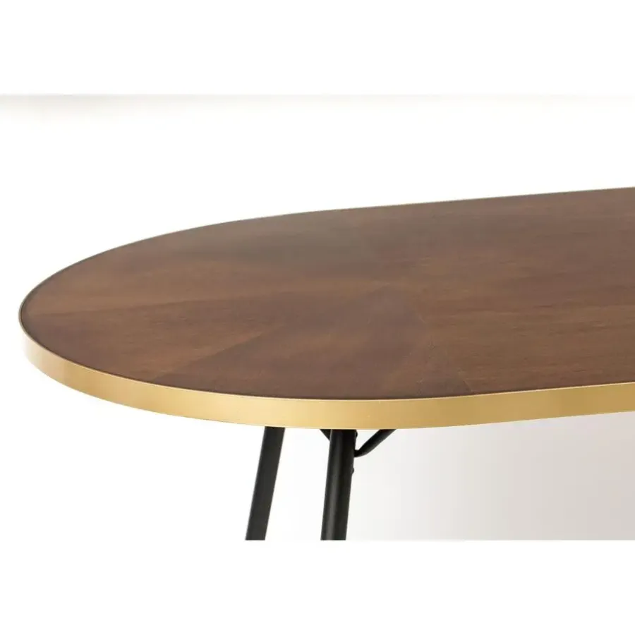 Houten Eettafels|Ovale Eettafels-Housecraft Living Housecraft Denise Eettafel Hout Ovaal 180x90 cm Bruin/ Goud