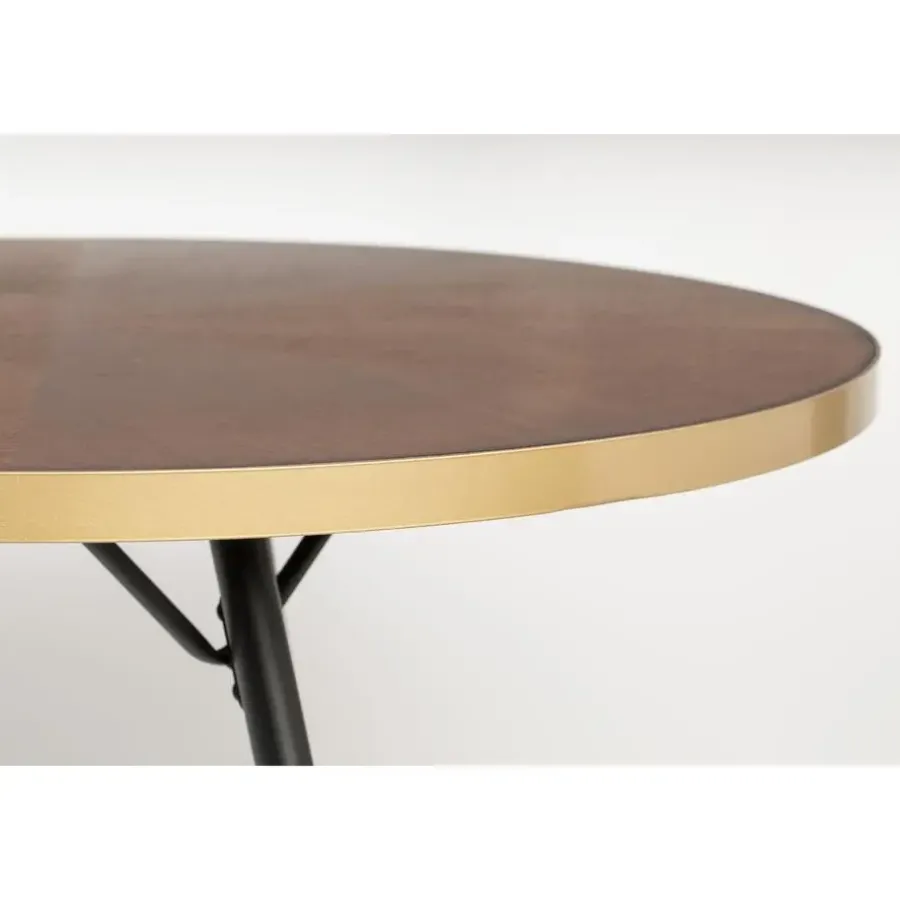 Houten Eettafels|Ovale Eettafels-Housecraft Living Housecraft Denise Eettafel Hout Ovaal 180x90 cm Bruin/ Goud