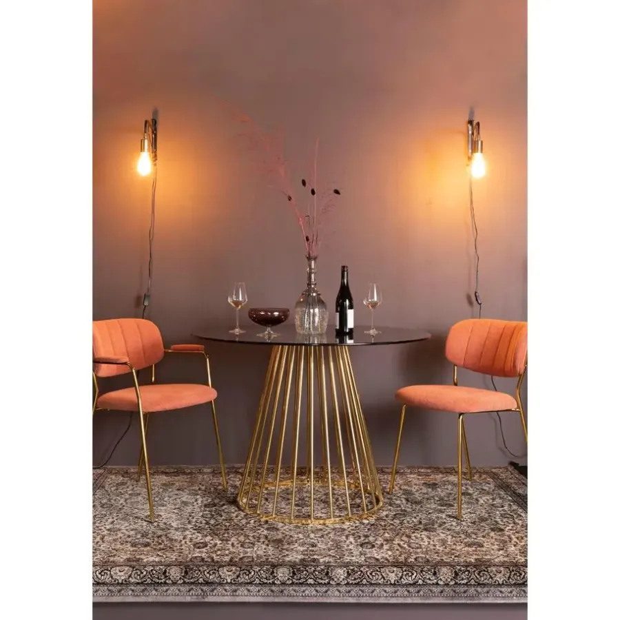 Housecraft Living Housecraft Floris Eettafel Rond Glas 110 cm Goud