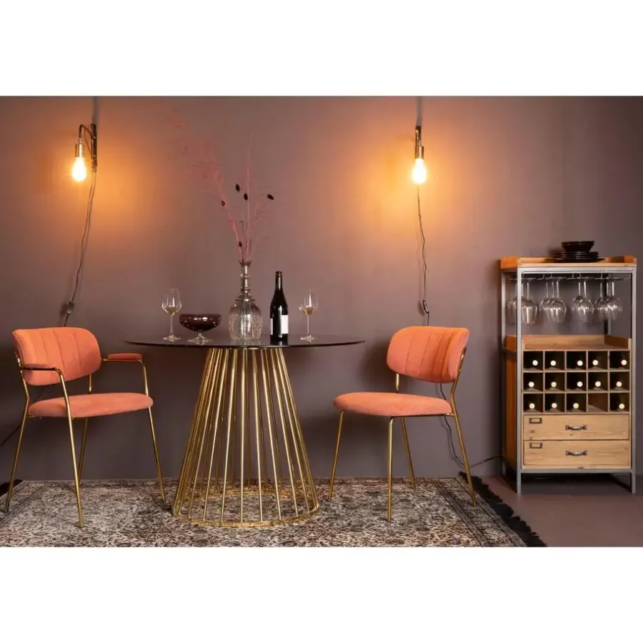 Housecraft Living Housecraft Floris Eettafel Rond Glas 110 cm Goud