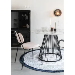 Housecraft Living Housecraft Floris Eettafel Marmerlook Rond 110 cm Zwart/ Wit