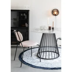 Housecraft Living Housecraft Floris Eettafel Marmerlook Rond 110 cm Zwart/ Wit
