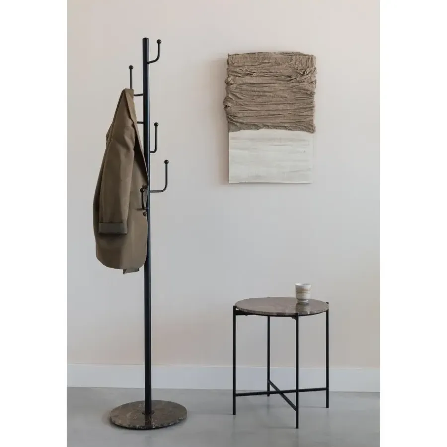 Kapstokken-Housecraft Living Baz staande kapstok met voet van marmer Beige
