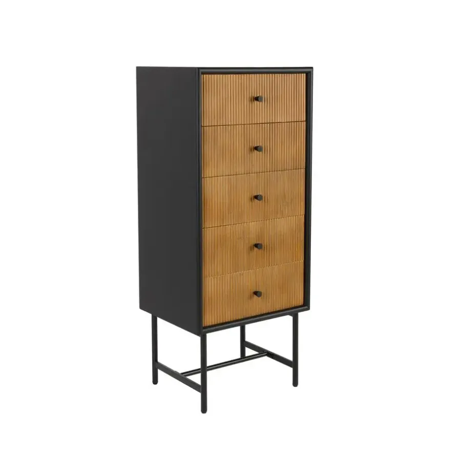 Wandkasten-Housecraft Living Coztilla Kast/ Opbergkast Hoog Zwart/ Bruin