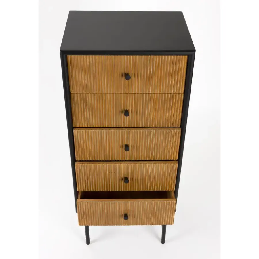 Wandkasten-Housecraft Living Coztilla Kast/ Opbergkast Hoog Zwart/ Bruin
