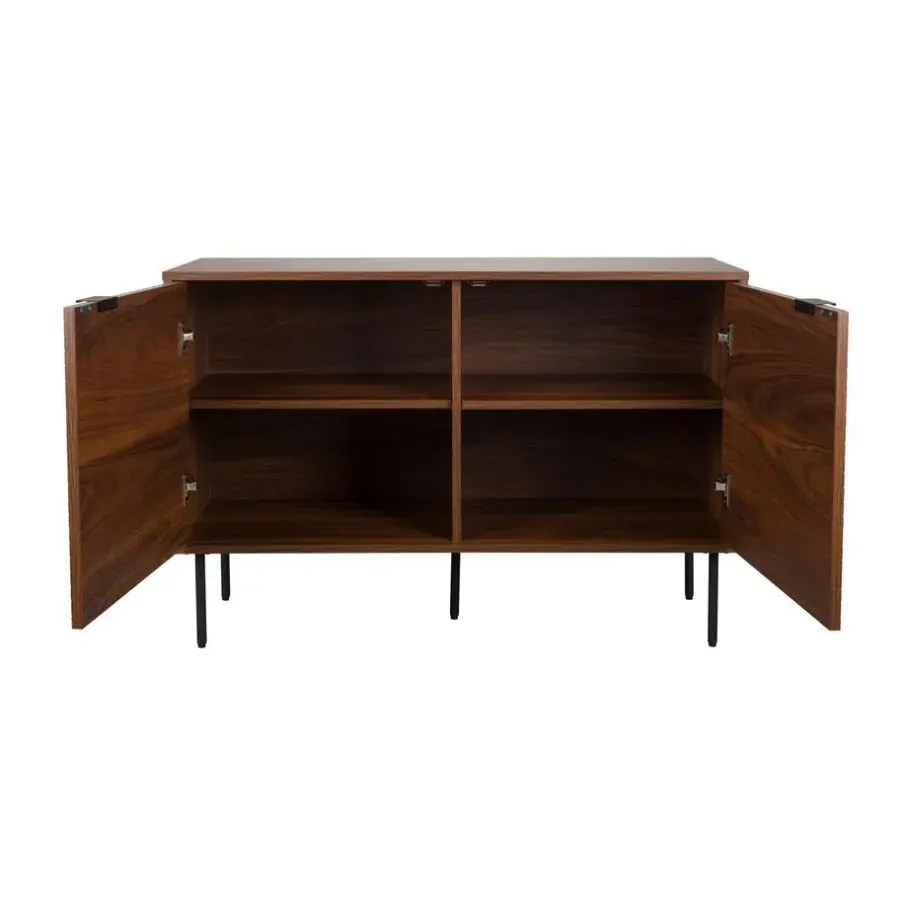 Wandkasten-Housecraft Living Flux Opbergkast Laag Walnoot - Bruin