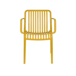 Housecraft Living Mante Tuinstoelen Armleuning Kunststof Geel - Set van 4