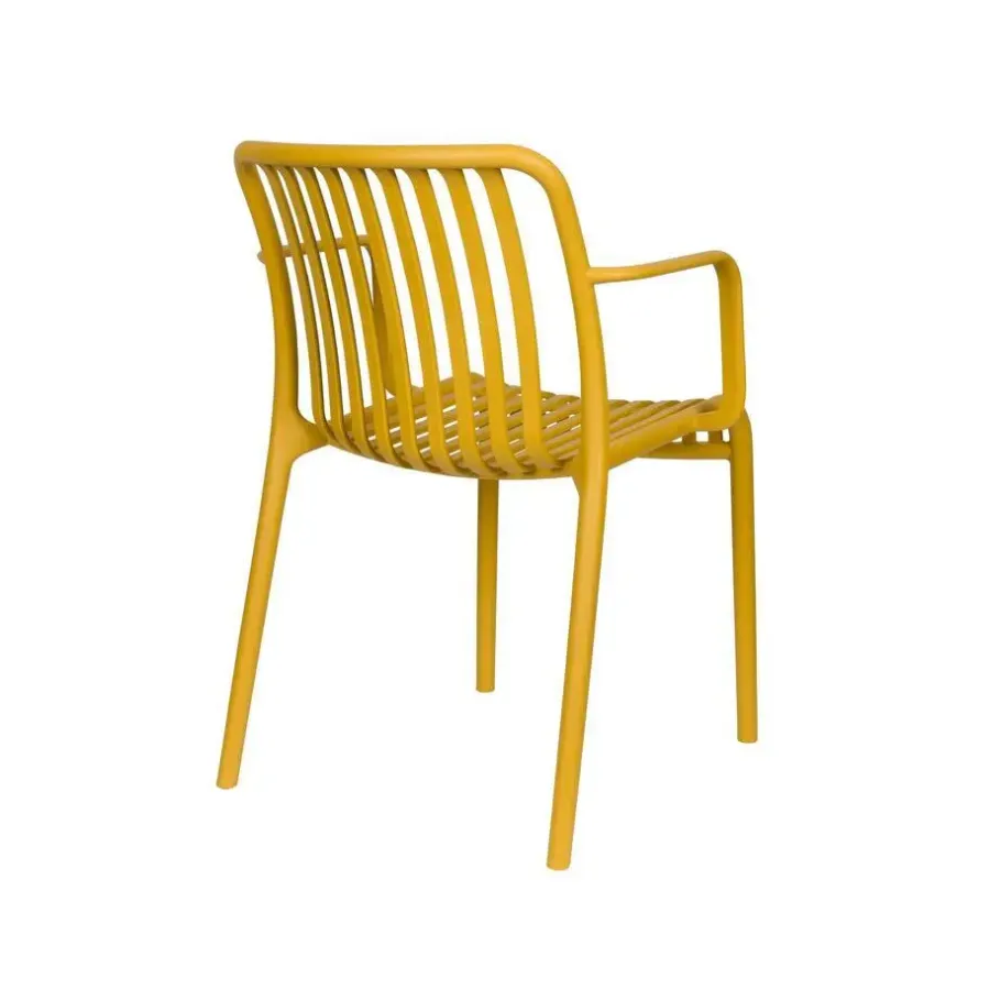 Housecraft Living Mante Tuinstoelen Armleuning Kunststof Geel - Set van 4