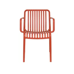 Tuinstoelen-Housecraft Living Mante Tuinstoelen Armleuning Kunststof Terra/ Rood - Set van 4